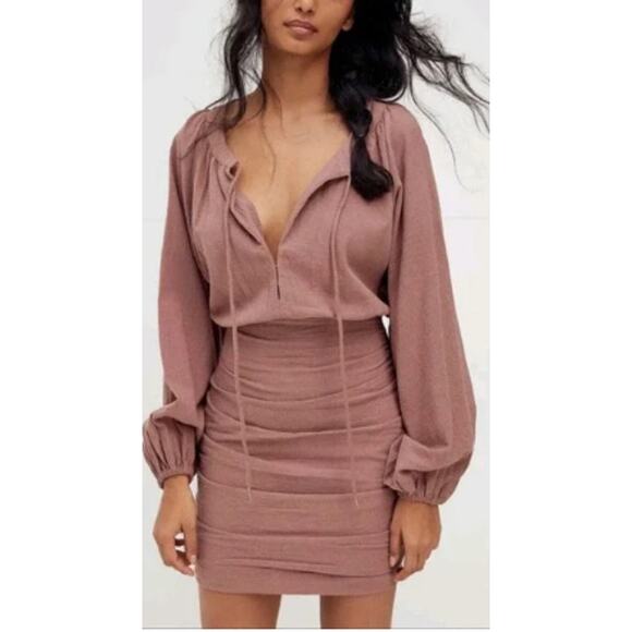 Free People Dresses & Skirts - Free People The Only One Ruched Tie Back Mini Dress Size Small NWT